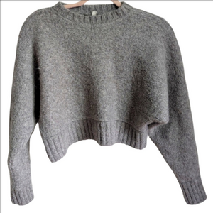 ARITZIA BABATON Cream Alpaca Oversized Contemporary Cropped Knit Sweater Small
